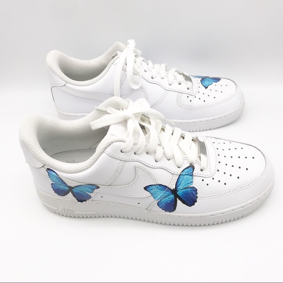 Nike Air Force 1 Custom Blue Butterfly Edition Size‎ 10 - Picture 4 of 11